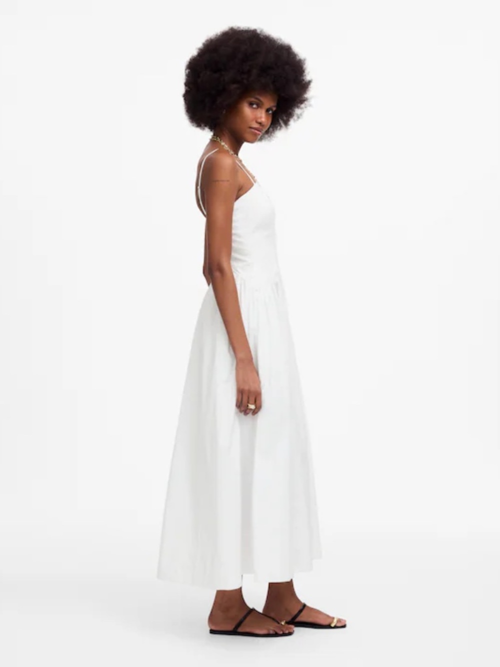 Madewell Poplin Seamed Midi Dress 100% Cotton White Sz 2 Sleeveless $158 - Picture 3 of 12